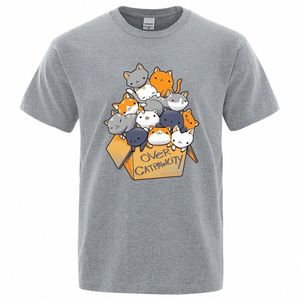 De nombreux chats rassemblés en persalité imprimer T-shirts hommes surdimensionnés T-shirt décontracté vêtements Sweat été Cott T-shirt décontracté à manches courtes I1x1 #