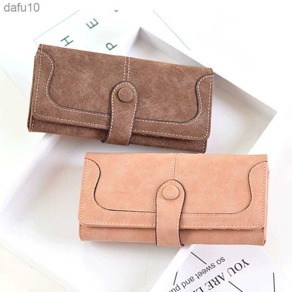 De nombreux départements faux daim long portefeuille femmes en cuir mat dame sac à main de haute qualité femme portefeuilles porte-carte embrayage carteras L230704