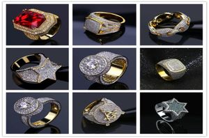 Veel ontwerpen voor opties bling iced out gouden ringen heren hiphop sieraden cool cz stone heren hiphop ringen maat 7119582012