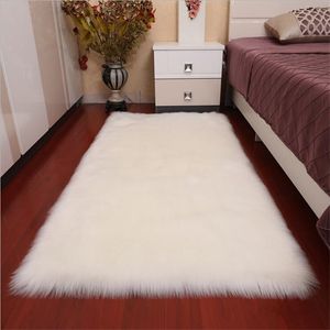 Alfombra de piel artificial de muchos tamaños Alfombra de piel de oveja para sala de estar con sofá de felpa largo y peludo Dormitorio Fluffy Y200527