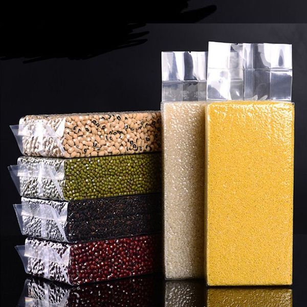 Sacs d'emballage de grains de riz en plastique transparent de grande taille sac sous vide de qualité alimentaire grande poche de rangement de cuisine organzier LX2803