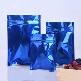 Muchos tamaños disponibles, bolsas de embalaje con cierre de cremallera de papel de aluminio azul, bolsas con cremallera para alimentos secos y frutas