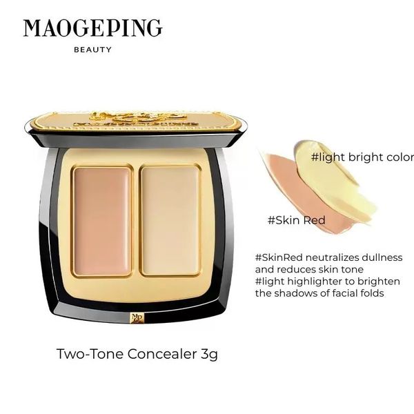 Maogeping Beauty Professional Paleta de corrector de doble color con cepillo Cosmética de maquillaje de lujo de alta cobertura 240327