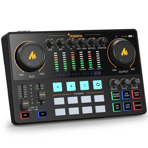 MAONO AME2 AUDIO Interface Sound Carte DJ Mixer All in One Portable Podcast Studio for RecordingLive StreamingGuitarpc 240516