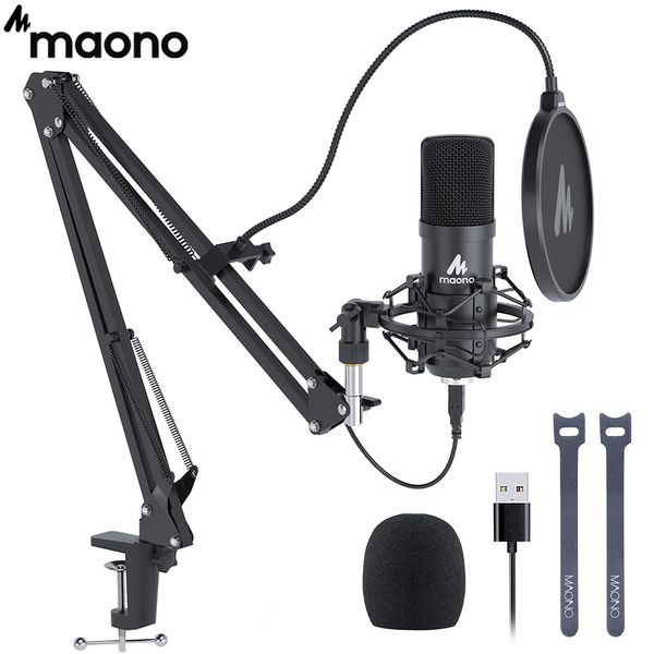 MAONO AU-A04 Kit de micrófono USB 192KHZ/24BIT Micrófono condensador de podcast profesional PC Karaoke Youtube Grabación de estudio Mikrofon