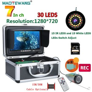 MAOTEWANG Record 1080P caméra de pêche sous-marine 30 pièces lumière 7 HD 1280720 IPS moniteur Sport de plein air glace mer rivière détecteur de poisson 240104