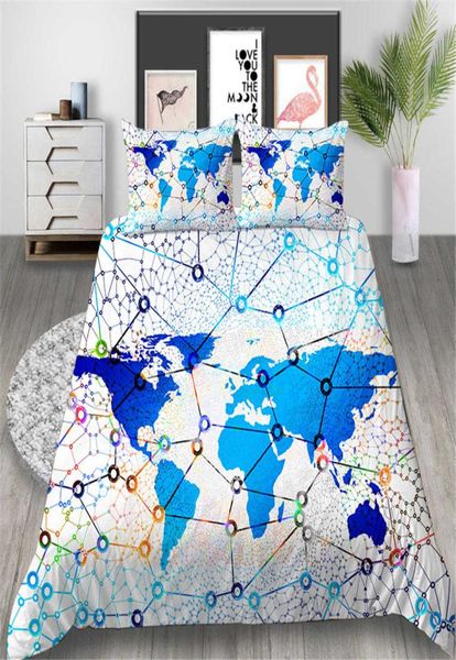 Sense de literie imprimée cartographie King Creative Data Network 3D Couverture de couette reine reine Geometric Home déco double couverture de lit simple avec Pillowcas9885148