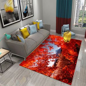 Maple Forest Tappet Arbre rouge feuille tapis automne paysage naturel rectangle zone tapis yoga tapis de chambre à coucher