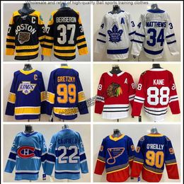 Maple Leaf Ice Hockey Jersey maat 34 Bruine beren geborduurd kapitaalteam 8# Penguins 87 lange mouwen