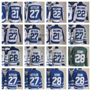 Maple''leafs''nouveaux maillots de hockey sur glace rétro 22 Tiger Williams 21 Borje Salming 27 Darryl Sittler 28 Tie Domi maillot cousu 29