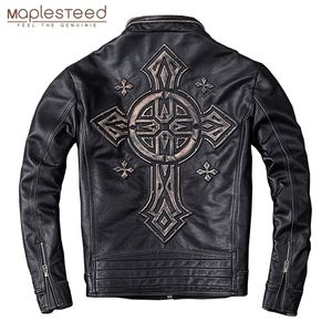 MAPLESTEED Distressed Leather Jacket Men Vintage Motorcycle Jacket 100% Natural Calf Skin Mens Motor Jackets Biker Coat M202 201114