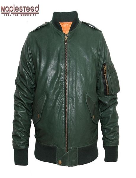 MAPLESTEED M86 Chaqueta de vuelo Chaqueta de cuero genuino para hombre Abrigo de cuero Chaqueta bomber Negro Vino Rojo Verde militar Tallas grandes 097 CJ5621527