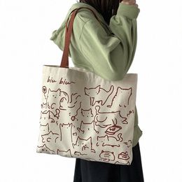 Mara's Dream Canvas Sac à main pour femmes Shopper Sac fourre-tout Fi Designer Sac Style japonais Carto Mignon Chat Eco Épaule 89cw #