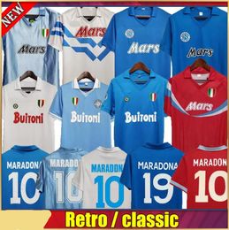 Maradona 1986 1987 1988 1999 voetbal Napoli Retro voetbalshirts 87 88 89 91 93 klassiek blauw thuis weg rood Thaise kwaliteit voetbal voor mannen Coppa Napels voetbalshirts