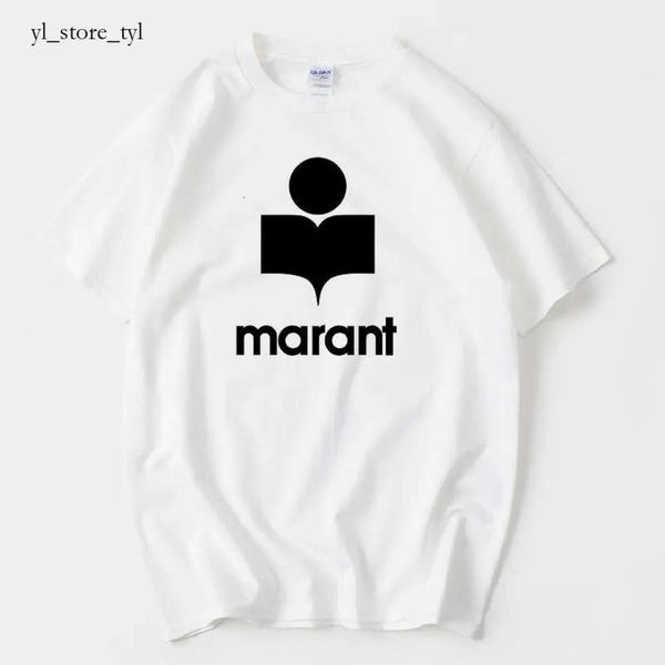 Marant Men's T-shirts Camiseta Marant de verano para hombre y mujer, camiseta Harajuku de algodón de gran tamaño, camisetas informales con cuello redondo para hombre, camiseta holgada de marca a la moda para mujer de Isabel Marant 9170