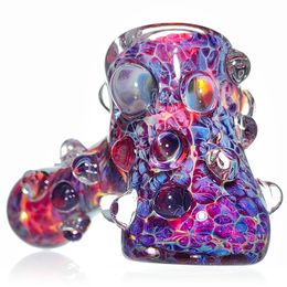 Marmeren 3,5 inch glas droge paarse nebula hamervormige pijpen voor rokende hand geblazen glazen pijp kosmische pijp