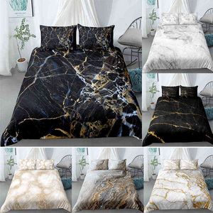 Parure de lit en marbre 2/3 pcs Ensemble de lit d'art abstrait 210615
