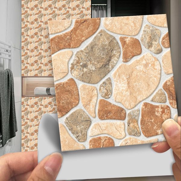 Textura de ladrillo de mármol pegatinas de baldosas esmaltadas para despegar las pegatinas de pared antideslizantes resistentes al desgaste autoadhesivo