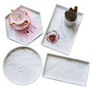 Marmeren keramisch decoratief bord gemarmeriseerde sieraden vangen alle lade voor keuken badkamer ringgerechtschaal cosmetica organisator