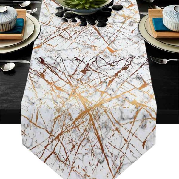 Marbre Crack Motif Noir Blanc Table Runner Décoration De Mariage Fleur Gâteau Tissu Décor À Manger pour Banquet 210628