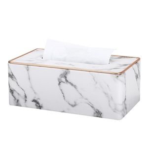 Marble Golden Rim Tissue Box Desktop Waskamer Servet Handdoek Houder Bureau Beschermde Case Metalen Edge Ice Crack Boxes 210818