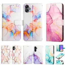 Marmeren korrel lederen portemonnee hoesjes voor Samsung A15 A05 A05S Xiaomi 13T Sony Xperia 5 V Moto G Power 2023 Rock Stone Graniet Quartz Vergulde beplating Houder Kaartsleufzakje