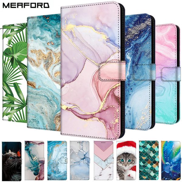 Étui en cuir en marbre pour Xiaomi Redmi Note 9 Pro 9S 9A 9AT 9I REMARQUE 9T 9 10 Pro Flip Cover Stand Wallet Book Book Fundas