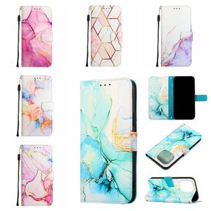 Marmeren lederen flip cases voor Redmi Note 11t Pro One Plus Nord 2T CE 2 Lite Ace 5G Plating Rock Stone Graniet Quartz Gilde Splic Holder ID Kaart Kaart Wallet Portemonnee Deksel Cover