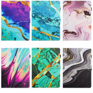 Marmeren lederen portemonnee tablethoesjes voor iPad 10.9 22 Pro 11 Air4 Air5 10.9 10.2 10.5 Air Air2 9.7 Leuke mooie modeprint Rock Stone Grain kaartsleuf Flip Cover houder etui