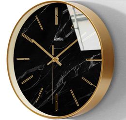 Marble Luxury Wall Clock Fashion Silent Nordic Gold Round salon Zegary Na Sciane Élégant Corloges de décoration 4172831