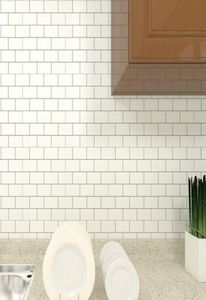 Mosaïque en marbre et carreaux muraux en marbre Auto-adhésif dosseret bricolage salle de bain de salle de bain mural autocollant brillant en vinyle 3d9561184