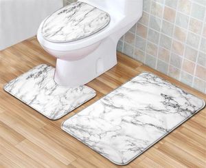 Motif en marbre et rideau de douche Set Bath Tap 3pcs Salle de salle de bain jeu de bain antidérapant tapis de bain Alfombra ducha Antideslizante 307L7880308