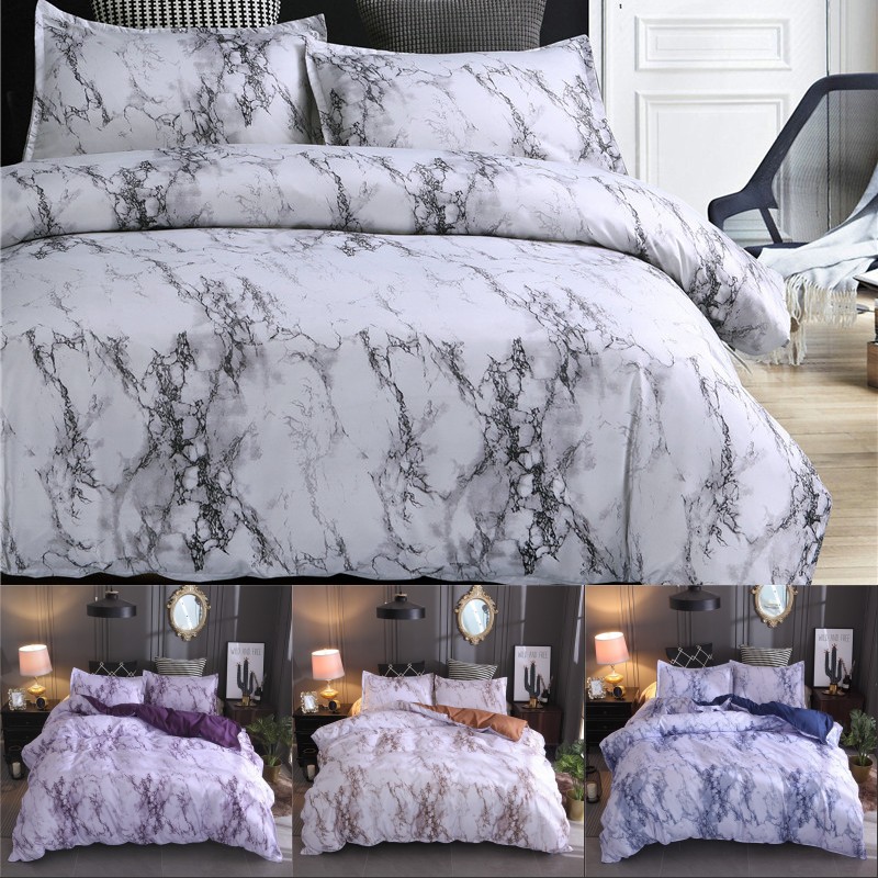 Marmormönster Sängkläder Polyester Bedding Cover Set 2 / 3pcs Twin Double Queen Quilt Cover Sängkläder (inget blad ingen fyllning)