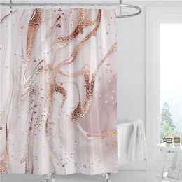Marmeren patroon douchegordijn 180cm polyester stof waterdichte badkamer decoratie 3D-gedrukte badkamer gordijn met ring