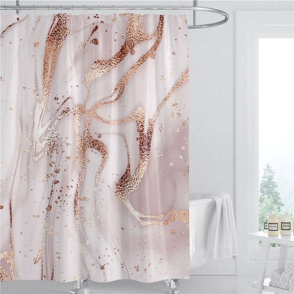 Rideau de douche motif marbre 180cm Polyester tissu imperméable décoration de salle de bain 3D imprimé rideau de salle de bain avec anneau