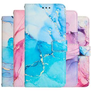 Étuis en cuir portefeuille à quartz en marbre pour Redmi 10 10c 10A 10 5G Note 10 11 Xiaomi Poco M4 Pro 4G X4 Mi 11 Lite 12 Luxe Granite Rock Stone Holder Flip Cover Pouch Strap