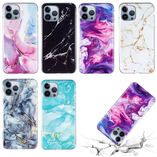 Marble Soft TPU IMD Cas pour iPhone 15 Pro Max Plus Samsung A34 A54 A14 A24 S23 Plus Fashion Stone Rock Rock Propice Phone Phone Back Covers