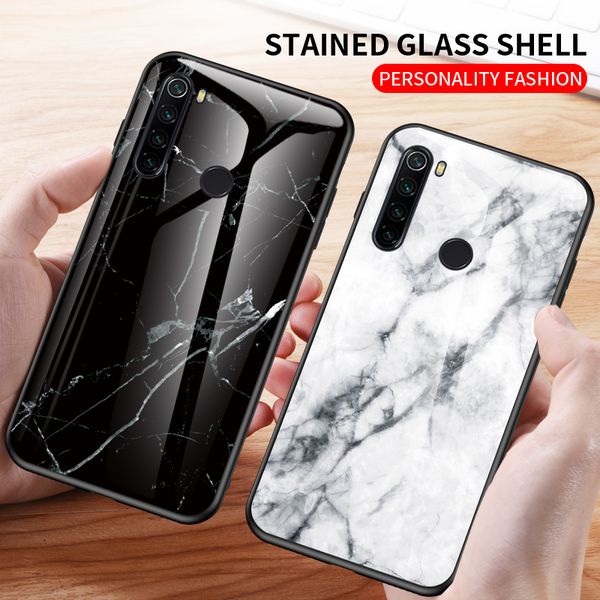 Funda de teléfono de vidrio templado de piedra de mármol para Xiaomi Redmi Note 8T Note 8 Pro CC9 Pro Redmi 8A 8 Note7 Mi 9 SE