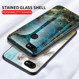 Coque de téléphone en verre trempé en marbre pour Google Pixel 3A 3A XL 4A 4 3 XL 2XL Oneplus 8 7 Pro 7T 6T 6