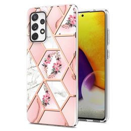 Marbre TPU IMD triangle fleurs Antichoc coques de téléphone pour Samsung A51 A71 A12 A22 A82 A32 A52 A72 5G S20 S21 PLUS S21FE