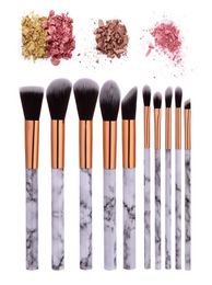 Marbling Makeup Brushes Set 10Pcs Kits Makeup Brushes Powder Foundation Concealer Eye shadow Eyebrow Lip Blending Make up Brush Be5411055