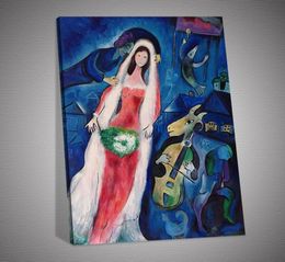 Marc Chagall La Mariee Art Poster Wall Art Achter het gordijn canvas schilderijen Cuadros Wall Art Pictures for Home Decor2167028