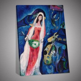 Marc Chagall La Mariee Art Poster Wall Art Achter het gordijn Canvas schilderijen Cuadros Wall Art Pictures voor Home Decor6364710