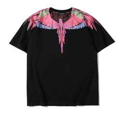 Marcelo Tee-Shirts Burlon 20SS Hip Hop High Street Fashion Tie Tièce Dyed Feather Wauls Drop Wings Pure Coton Tshirt à manches courtes pour 1358214