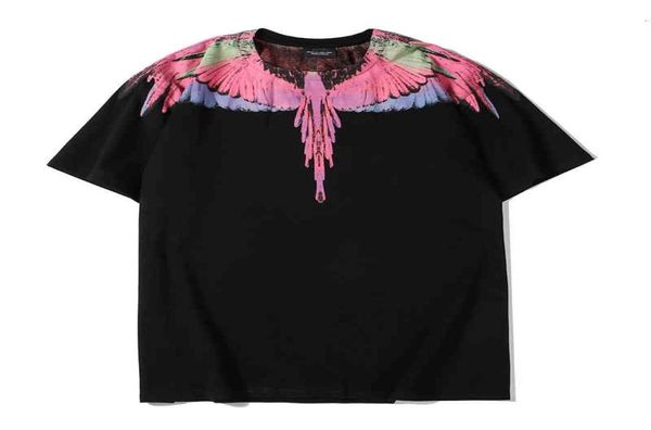 Marcelo Tee Shirts Burlon 20SS Hip Hop High Street Fashion Fashion Fashion Feather Water Drop Wings Pure Algody Sleeve Shirt para 2723964