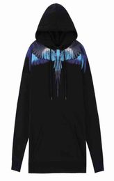 Marcelos Burlon Winter New Mb Black Ice Blue Wing Sweater with Hat Round Neck Long Sleeve and Women Loose Large Lovers Fashion Men5350939