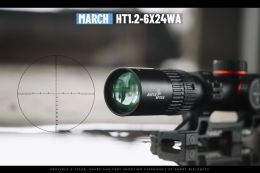 Marzo óptico táctico HT1.2-6X24WA Vista de rifle de gran angular para cazar y disparar pistolas de aire de aire con monturas