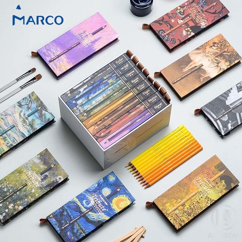 Marco MASTER COLLECTION 80 Colors Luxury Gift Professional Fine Art Oil Andstal Color Pencil Set drawing Colour colored pencils Y200709