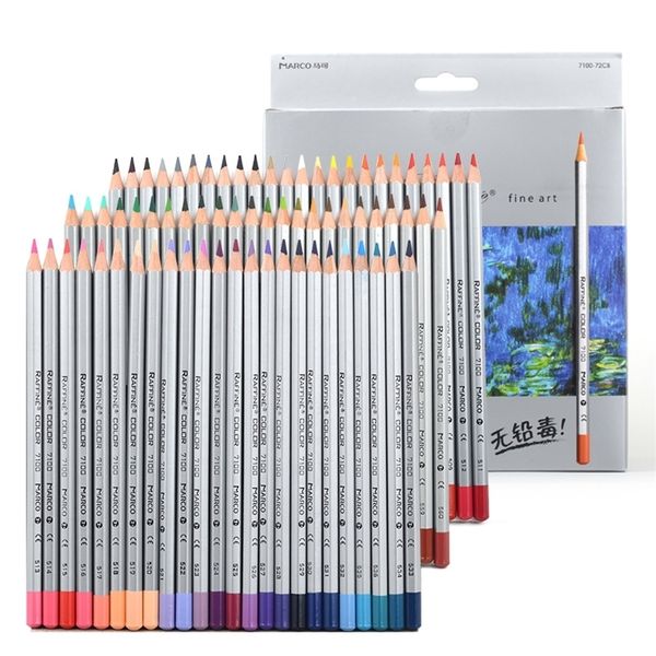 Marco Raffine Crayons de couleur non toxiques Papier / Boîte en métal Dessin Professionnel Set 24 36 48 72 couleurs Crayon de jardin secret 7100 201223