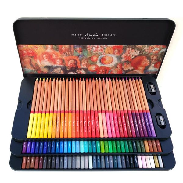 Marco Renoir 24 36 48 72 100 Juego de lápices de colores Plumas de pintura con cajas Crayones profesionales Juego de lápices de dibujo para colorear Wholes317W